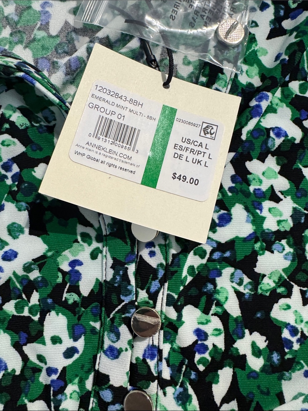 AK Anne Klein Petite Ruffled-Neck Smocked-Cuff Top Size L - Picture 7 of 9